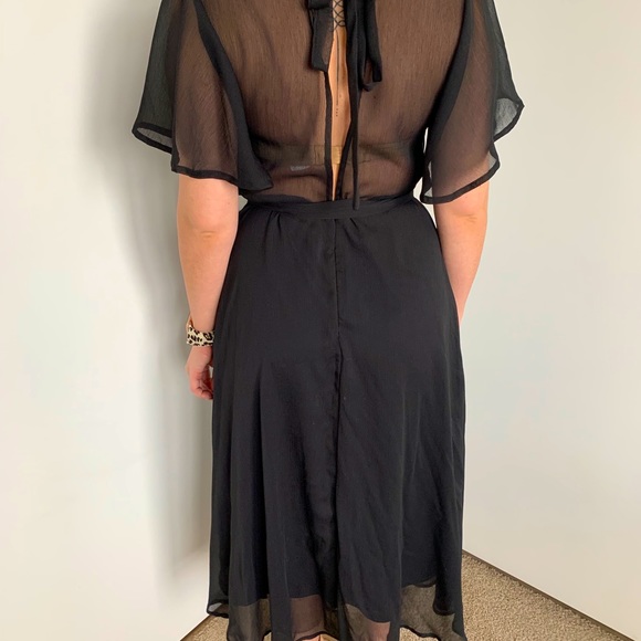 Women’s Black Sheer Mid Dress - Picture 3 of 6